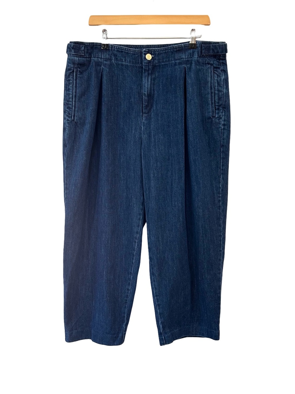 J. Crew women’s tapered jeans with pleats 32P petite blue high rise